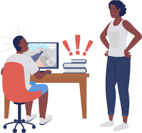 Mother angry with son  Illustration