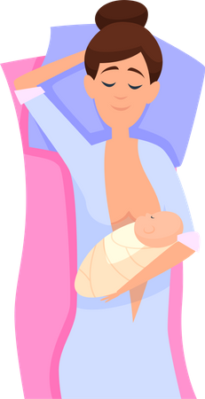 Mother breastfeeding her newborn baby Illustration