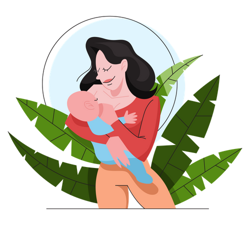 Mother breastfeeding her newborn baby  Illustration