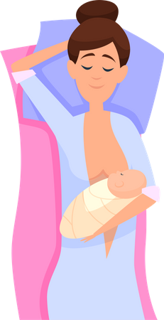 Mother breastfeeding her newborn baby  Illustration