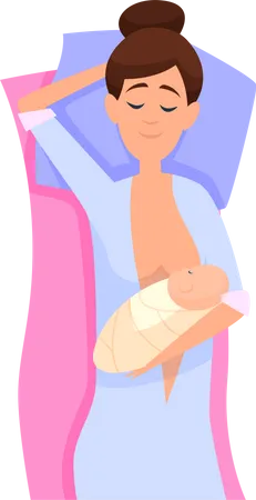 Mother breastfeeding her newborn baby  Illustration