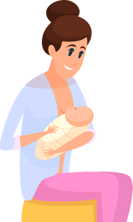 Mother breastfeeding her newborn baby  Illustration