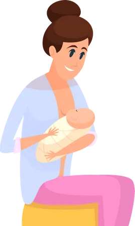 Mother breastfeeding her newborn baby  Illustration