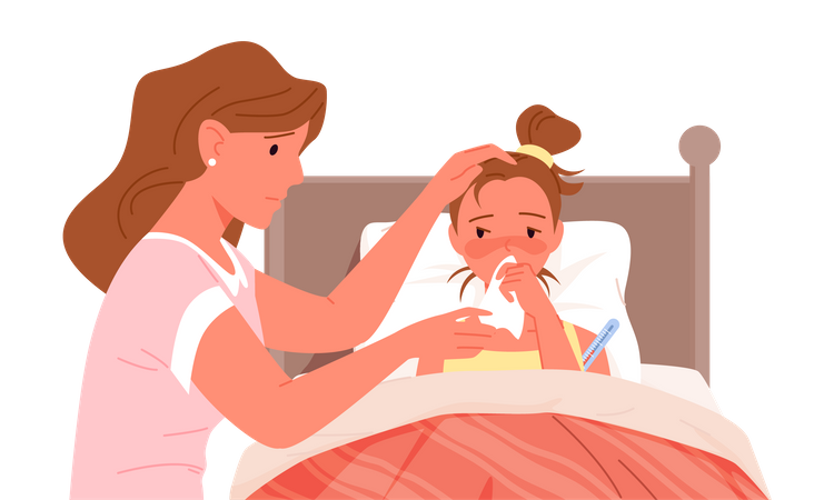 Mother Caring Child  Illustration