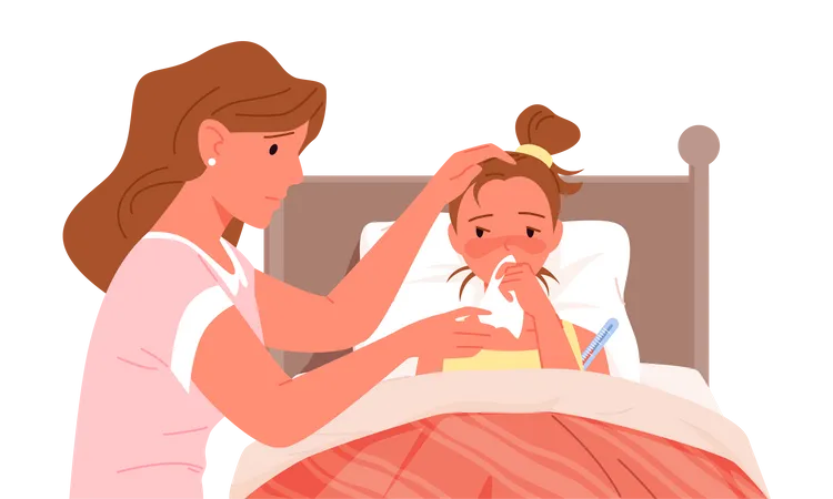 Mother Caring Child  Illustration