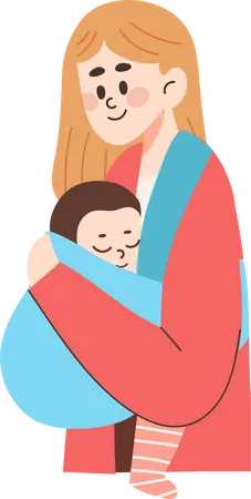 Mother carrying baby  Illustration