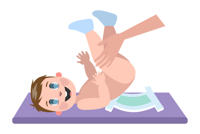 Mother change diaper for a newborn child  Illustration