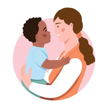 Mother child playing together  Illustration