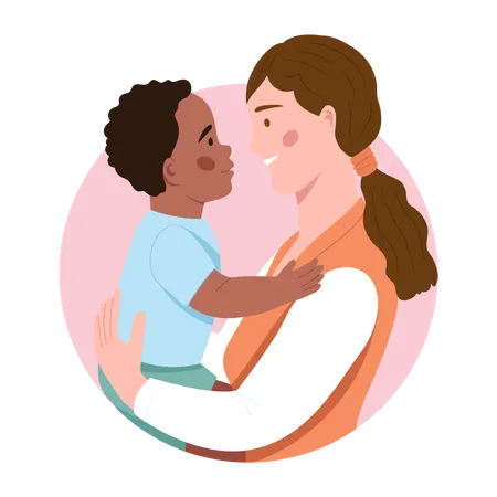 Mother child playing together  Illustration