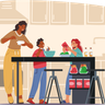 free mother cooking lunch illustrations
