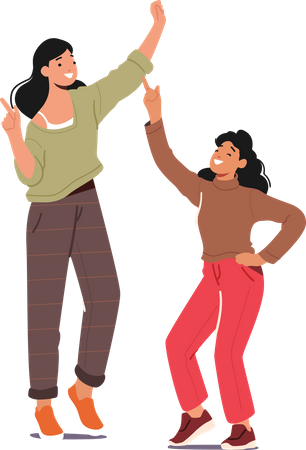Mother dancing with daughter Illustration