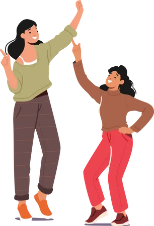 Mother dancing with daughter Illustration
