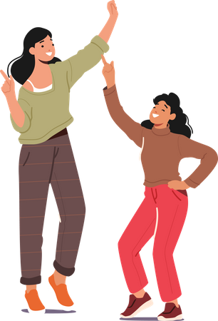 Mother dancing with daughter  Illustration