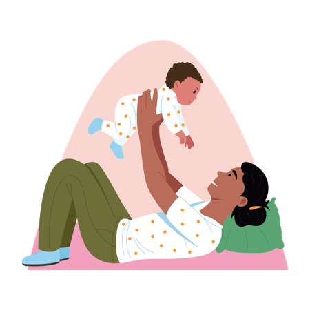 Mother doing baby toss  Illustration