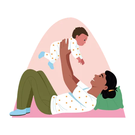 Mother doing baby toss  Illustration