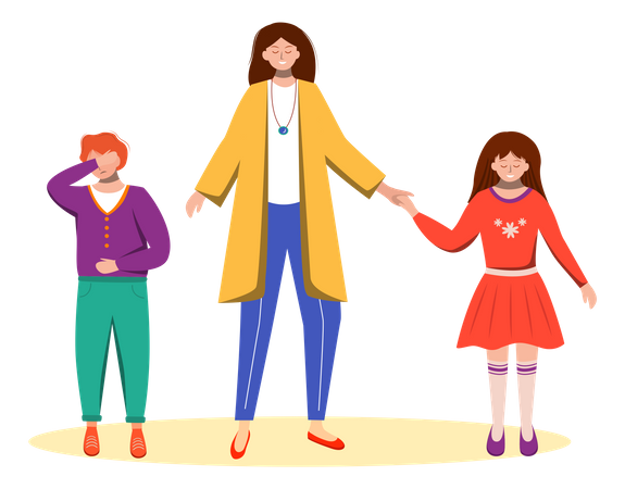 Mother doing inequality between children  Illustration