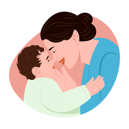 Mother doing Nuzzling  Illustration
