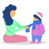 illustration for mother dressing child