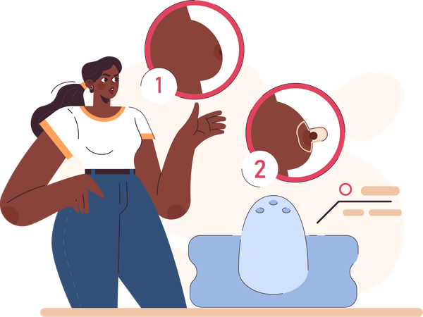 Mother explaining breastfeeding technique  Illustration