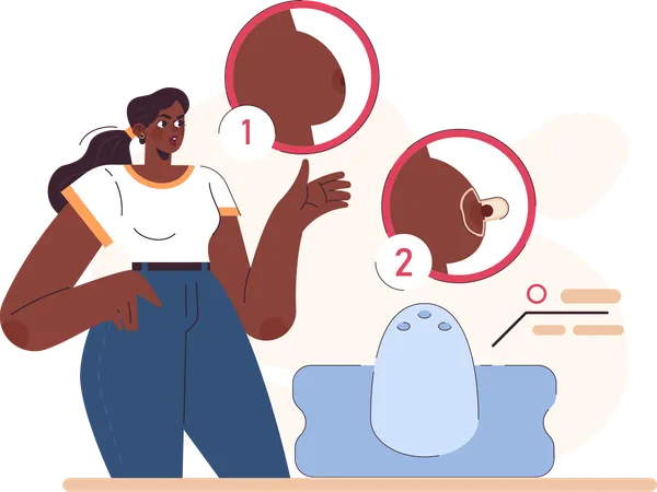 Mother explaining breastfeeding technique  Illustration