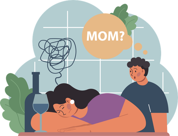 Mother faces health issues  Illustration