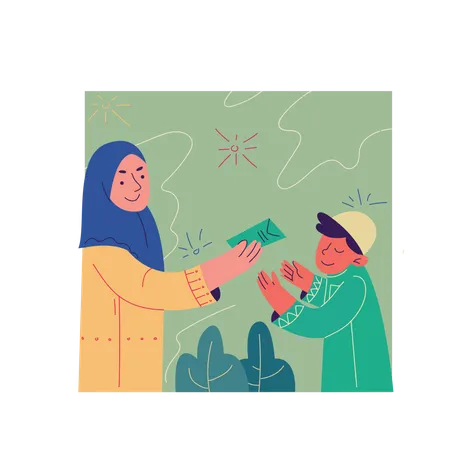 Mother gives gift to her child  Illustration
