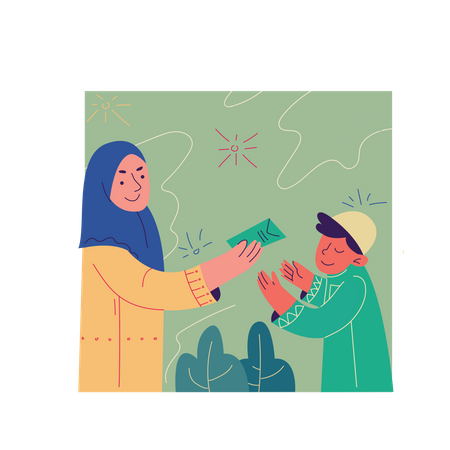 Mother gives gift to her child  Illustration