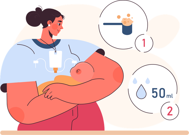 Mother having breastfeeding issue  Illustration