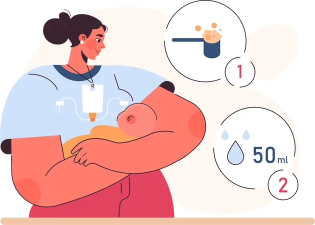 Mother having breastfeeding issue  Illustration