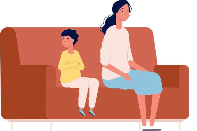 Mother having issues with child meeting psychiatry  イラスト