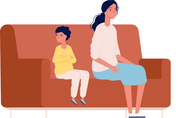 Mother having issues with child meeting psychiatry  Illustration