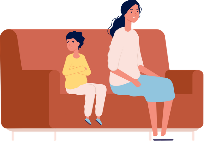 Mother having issues with child meeting psychiatry  Illustration