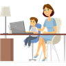mother helping son illustration free download