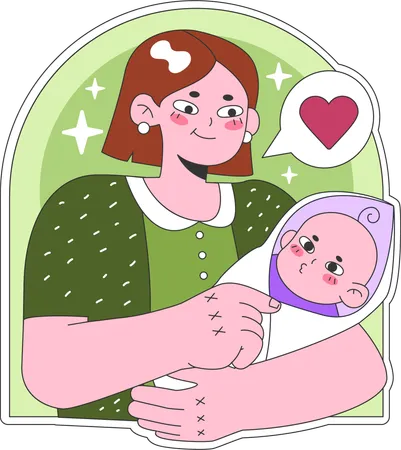 Mother holding baby  イラスト
