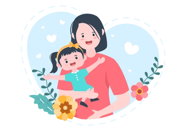Mother Holding Baby  Illustration
