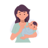 mother holding baby illustration