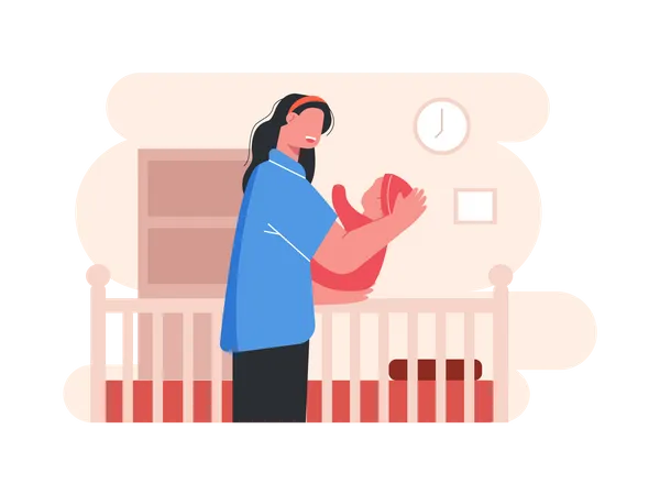 Mother holding baby  Illustration