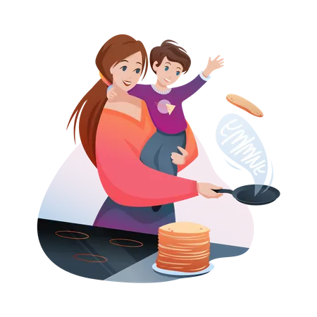 Mother Holding Baby  Illustration