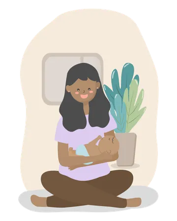 Mother holding baby  Illustration