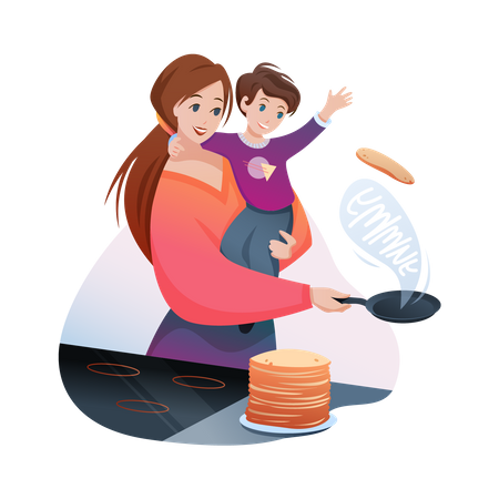 Mother Holding Baby  Illustration