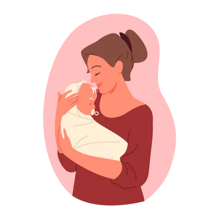 Mother Holding Baby  Illustration