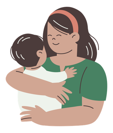 Mother Holding Baby in Arms  Illustration