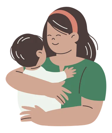 Mother Holding Baby in Arms  Illustration