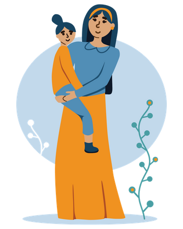 Mother holding Baby on Hands  Illustration