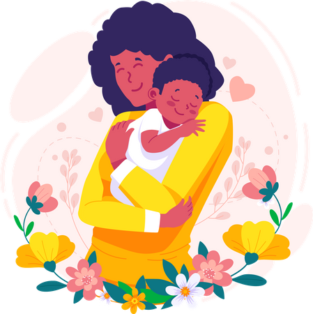 Mother Holding Baby Son In Arms  Illustration