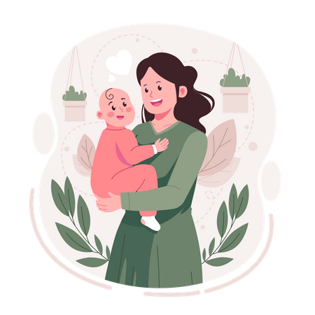 Mother holding child  Illustration