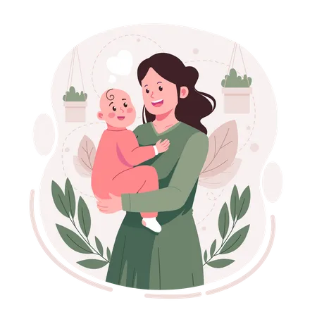 Mother holding child  Illustration