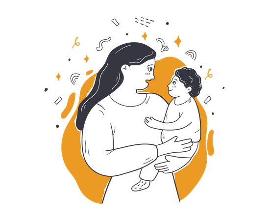 Mother holding her baby and showing love towards him  Illustration