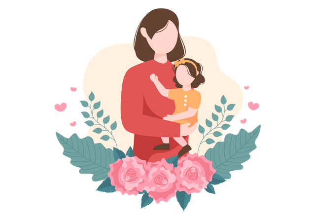 Mother holding kid  Illustration