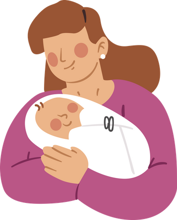 Mother holding newborn baby  Illustration